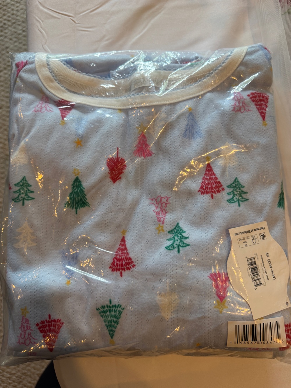 Cozy Holiday Tree Print Women's Pajama Top - Light Blue